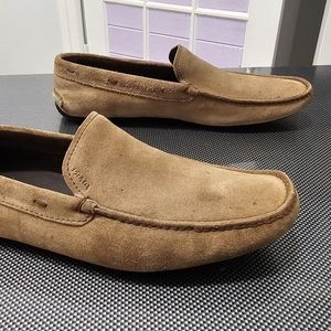 Sz-9 Prada Men's 2DD075 Brown Suede Leather Loafers Shoes